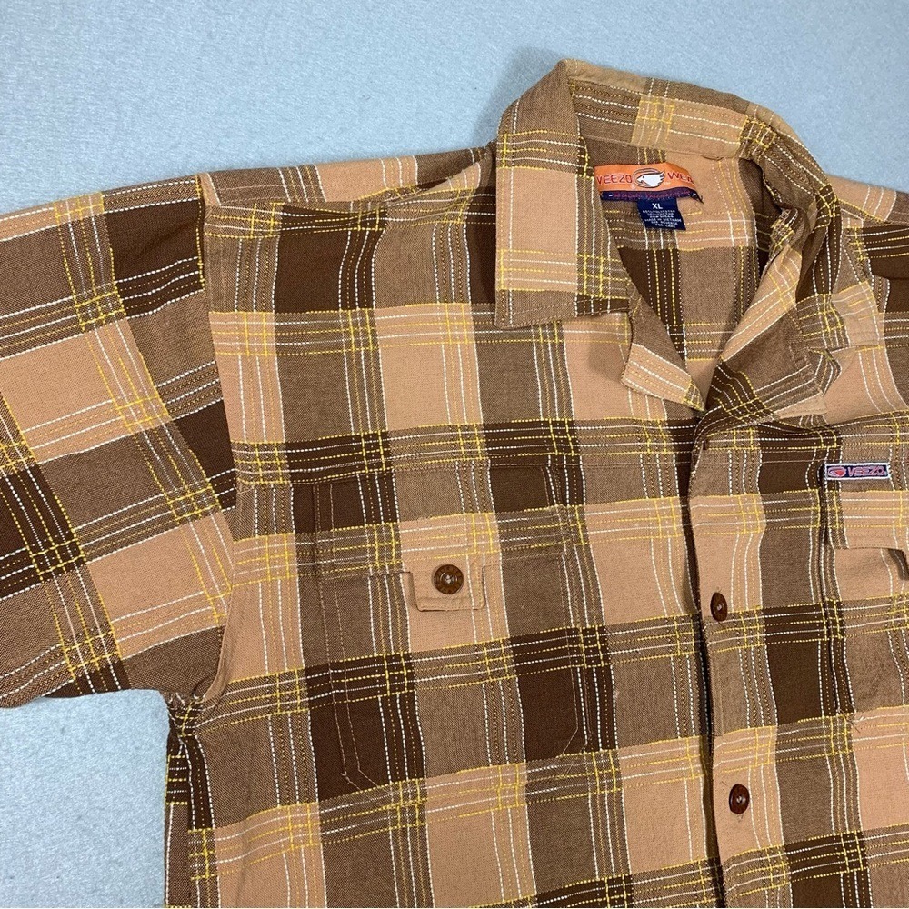 Y2K Veezo Wear Shirt Men's XL Short Sleeve Plaid Button Up Western Casual - Picture 7 of 15